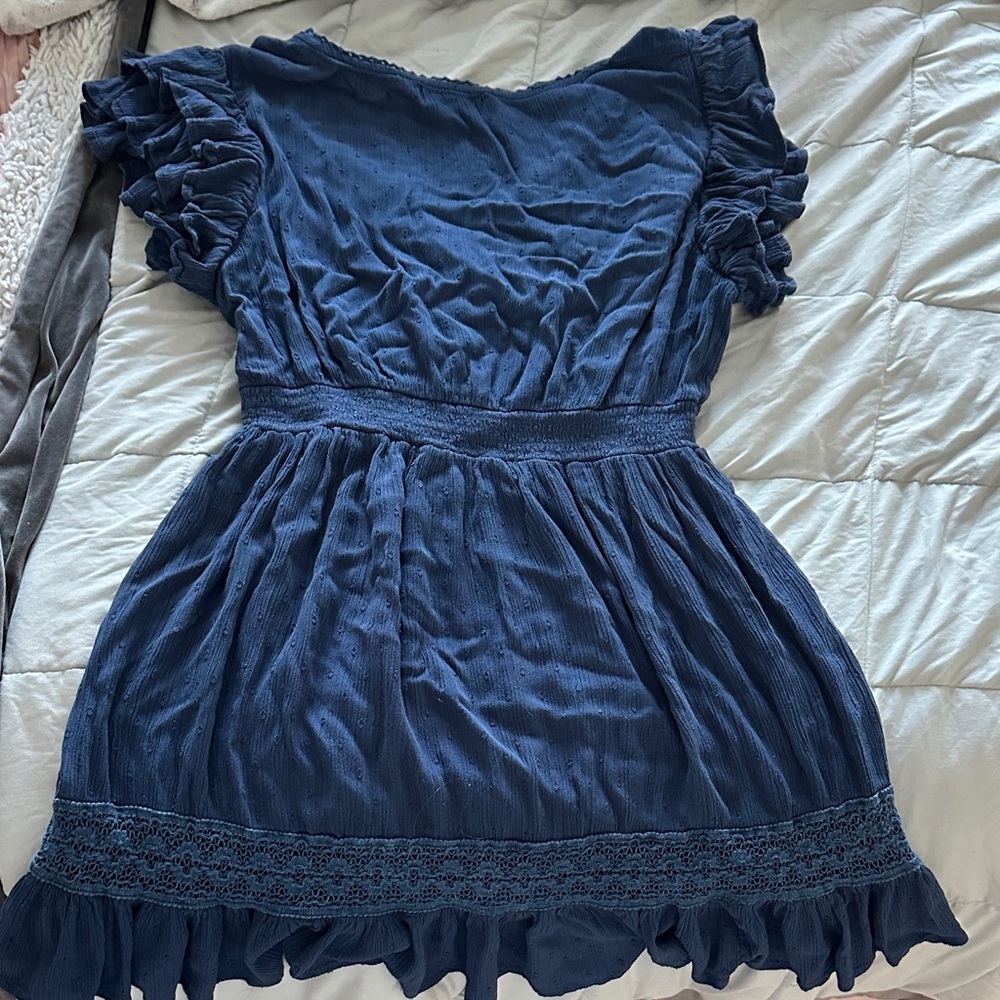 Navy Blue Ruffled Mini Dress - Picture 3 of 3